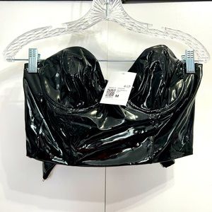 Forever 21 Black patent leather cropped corset top. New with tags!